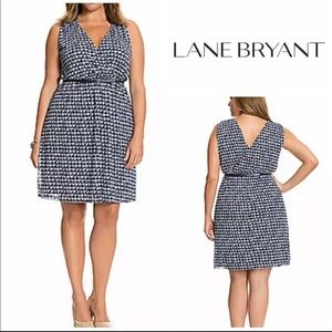 Lane Bryant Blue Houndstooth Sleeveless Faux Wrap